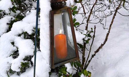 Laterne mit Schnee bedeckt © Frank Wollmann